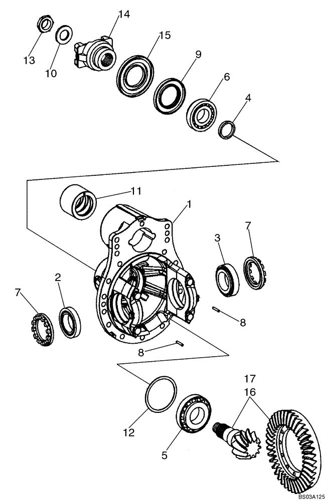 Схема запчастей Case 721E - (06-48) - AXLE, REAR - DIFFERENTIAL CARRIER - PRIOR TO P.I.N. N8F203816 (06) - POWER TRAIN