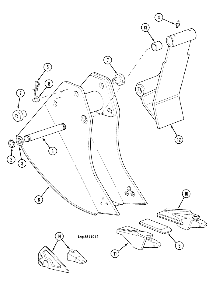 Схема запчастей Case 688C - (9G-12) - EJECTOR BACKHOE BUCKET (0.35M), (-XXXXX) (05.1) - UPPERSTRUCTURE CHASSIS/ATTACHMENTS