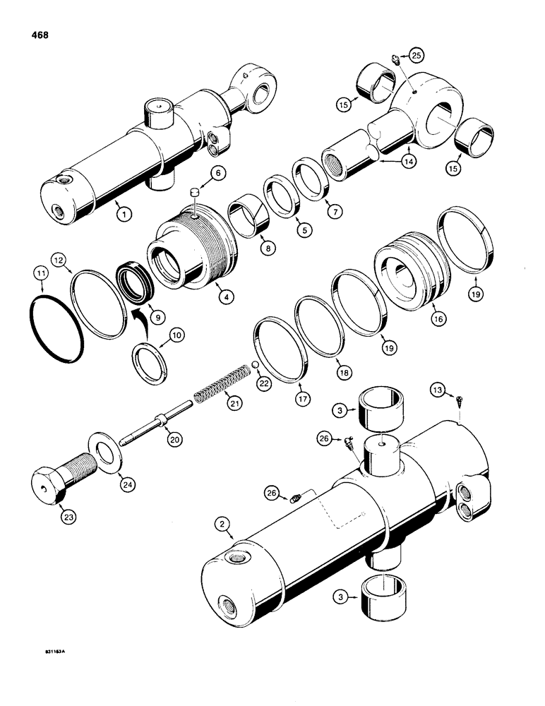 Схема запчастей Case 580SE - (468) - G104917 AND G110165 BACKHOE SWING CYLINDERS (08) - HYDRAULICS