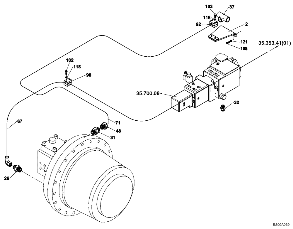 Схема запчастей Case SV212 - (35.353.02[01]) - HYDRAULIC SYSTEM OF TRAVEL, DRUM (ACE) - BSN DDD003017 (35) - HYDRAULIC SYSTEMS