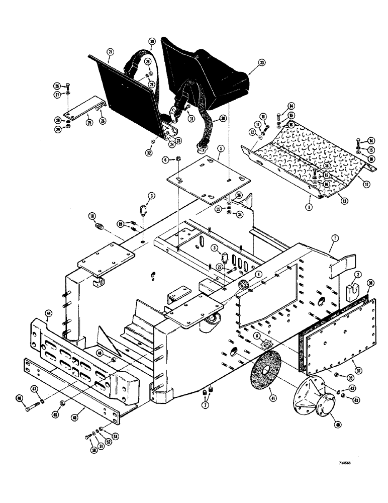 Схема запчастей Case 1530 - (056) - MAIN FRAME AND RELATED PARTS, USED BEFORE SERIAL NO. 9820600 (09) - CHASSIS/ATTACHMENTS