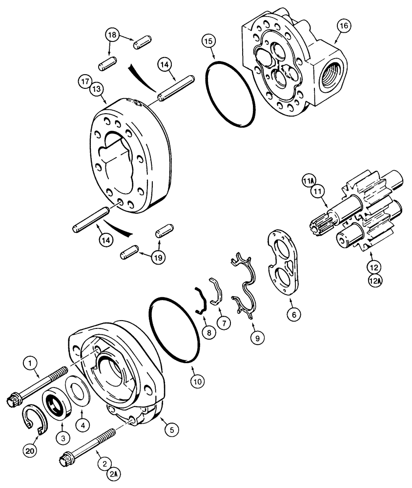 Схема запчастей Case 850E - (8-012) - EQUIPMENT PUMP ASSEMBLY (08) - HYDRAULICS