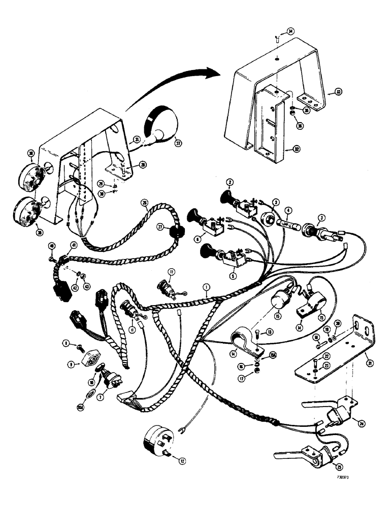 Схема запчастей Case 580B - (091A) - FENDER MOUNTED REAR LIGHTS (04) - ELECTRICAL SYSTEMS