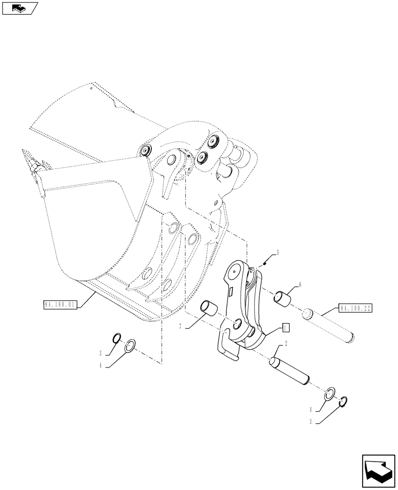 Схема запчастей Case 580SN - (84.100.2102) - BACKHOE BUCKET, MECH. COUPLER, STANDARD DIPPER (84) - BOOMS, DIPPERS & BUCKETS