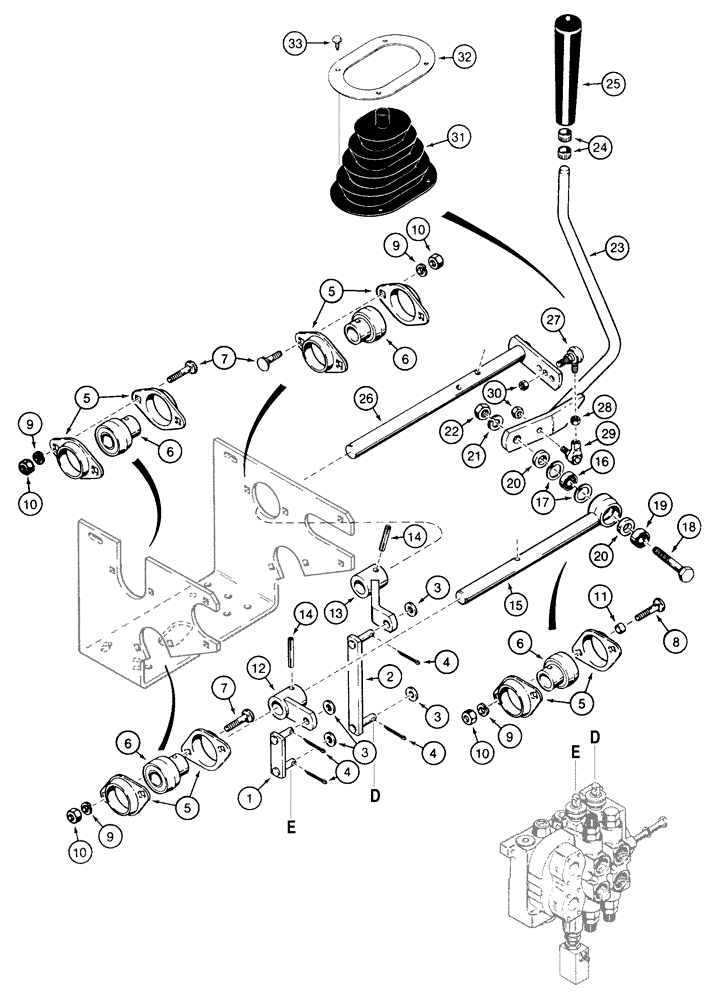 Схема запчастей Case 855E - (8-062) - EQUIPMENT CONTROL LEVERS AND LINKAGE, ONE CONTROL LEVER - TWO SPOOL VALVE LOADER MODELS (08) - HYDRAULICS