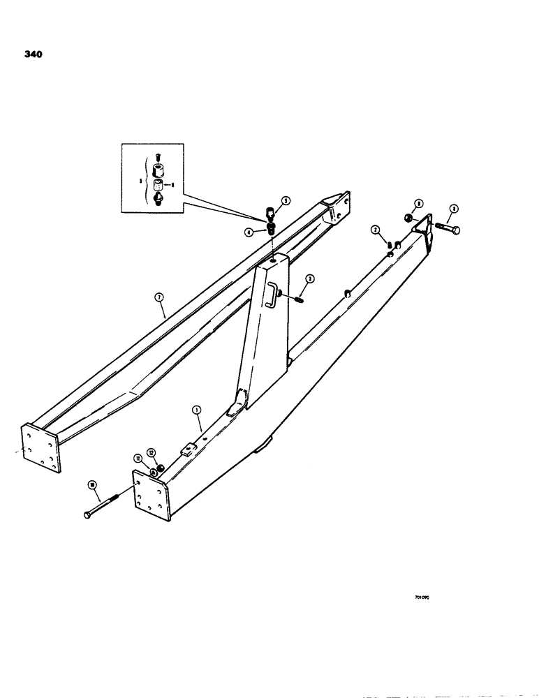 Схема запчастей Case 35 - (340) - SUBFRAME AND RELATED PARTS, USED ON NONLOADER MODELS ONLY EARLY PRODUCTION 