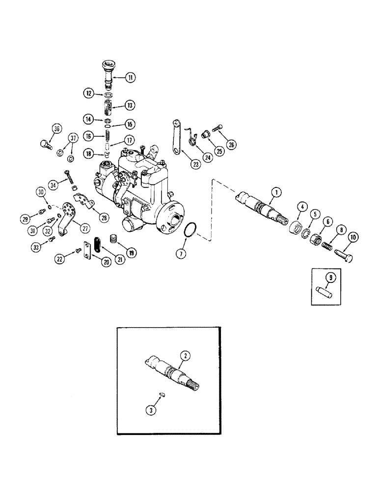 Схема запчастей Case 580B - (046) - FUEL INJECTION PUMP, (188) DIESEL ENGINE, MECHANICAL SHUTTLE, 1ST USED ENG SN 2717963 (03) - FUEL SYSTEM