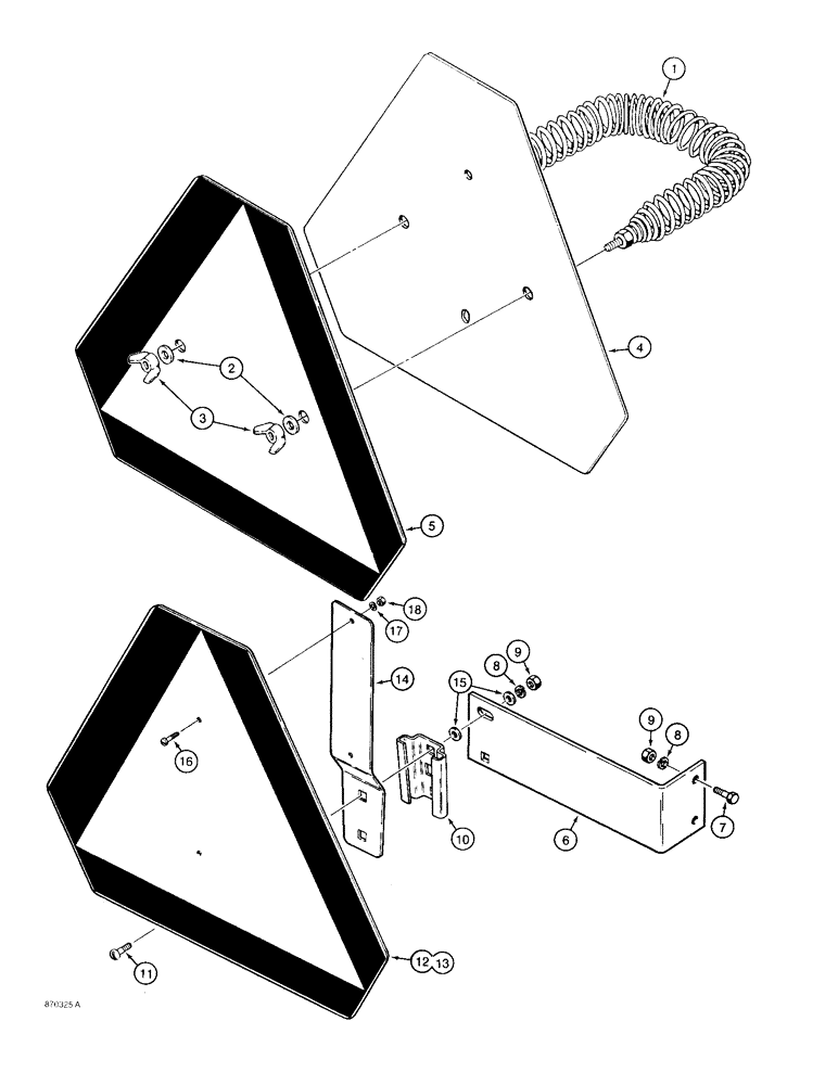 Схема запчастей Case 580SK - (9-166) - SLOW MOVING VEHICLE EMBLEM, USED ON MODELS WITH BACKHOE (09) - CHASSIS/ATTACHMENTS