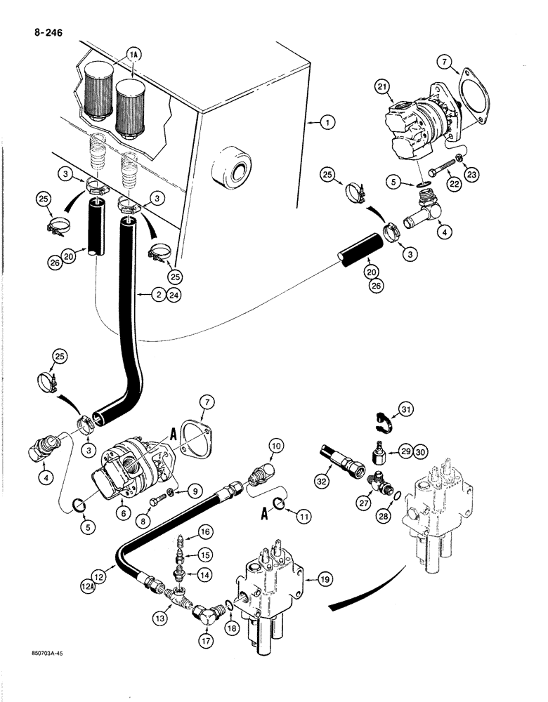 Схема запчастей Case 780C - (8-246) - EQUIPMENT HYDRAULIC SYSTEM, RESERVOIR TO HYDRAULIC PUMPS AND LOADER CONTROL VALVE (08) - HYDRAULICS