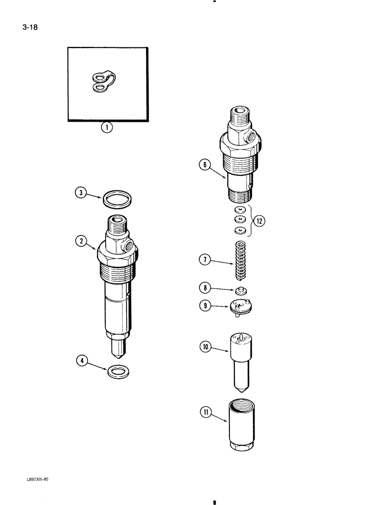 Схема запчастей Case 580K - (3-018) - FUEL INJECTION NOZZLE, 4-390 ENGINE (03) - FUEL SYSTEM