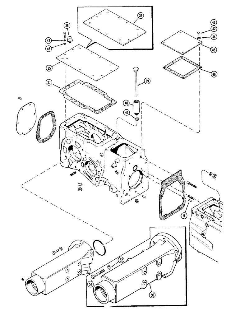 Схема запчастей Case 580B - (143A) - TRANSMISSION AND REAR AXLE HOUSING (06) - POWER TRAIN