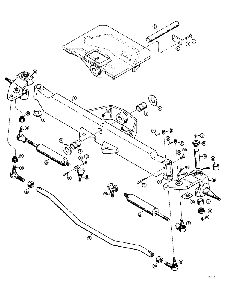 Схема запчастей Case 780 - (162) - FRONT AXLE AND SPINDLES, USED ON MODELS WITH SINGLE BACKHOE CONTROL TOWER (05) - STEERING