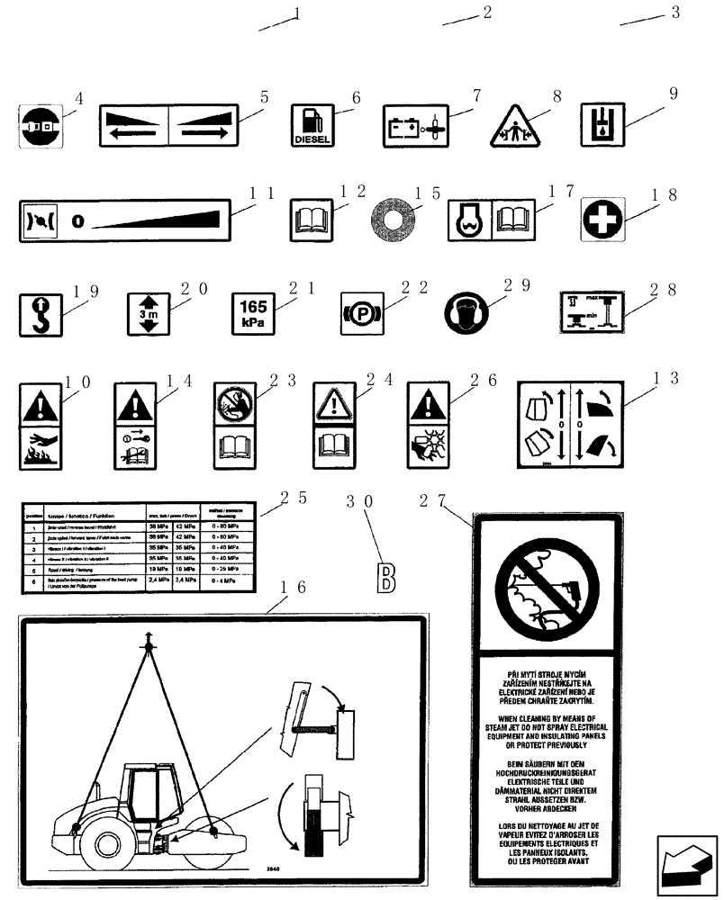 Схема запчастей Case SV216 - (12-028-00[01]) - DECALS - EUROPE (09) - CHASSIS/ATTACHMENTS