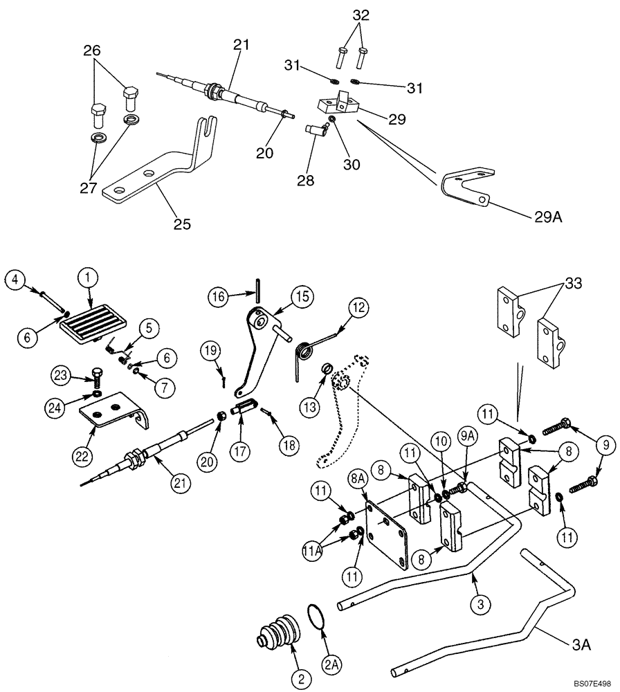 Схема запчастей Case 580SN - (10.220.01) - CONTROLS - THROTTLE, FOOT (10) - ENGINE