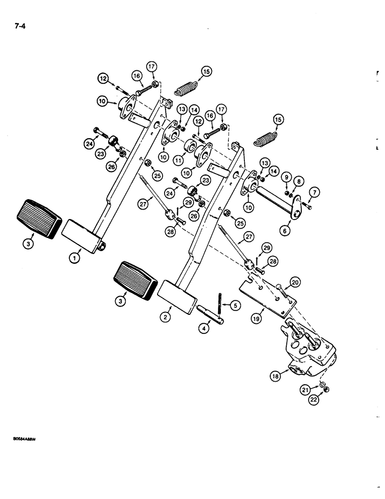 Схема запчастей Case 680L - (7-04) - BRAKE PEDALS AND BRAKE MASTER CYLINDER MOUNTING (07) - BRAKES