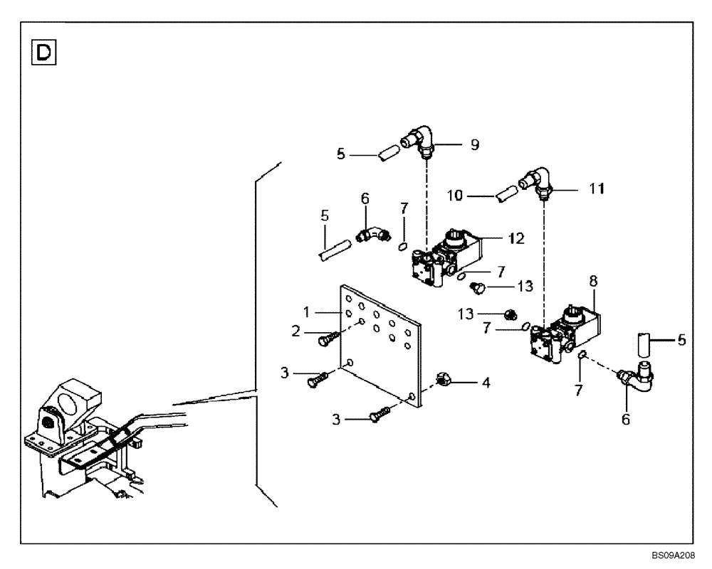 Схема запчастей Case 327B - (49A02001106[001]) - PNEUMATIC LINES FRONT FRAME (P.I.N. HHD0327BN7PG57000 AND AFTER) (84189051) (09) - Implement / Hydraulics / Frame / Brakes