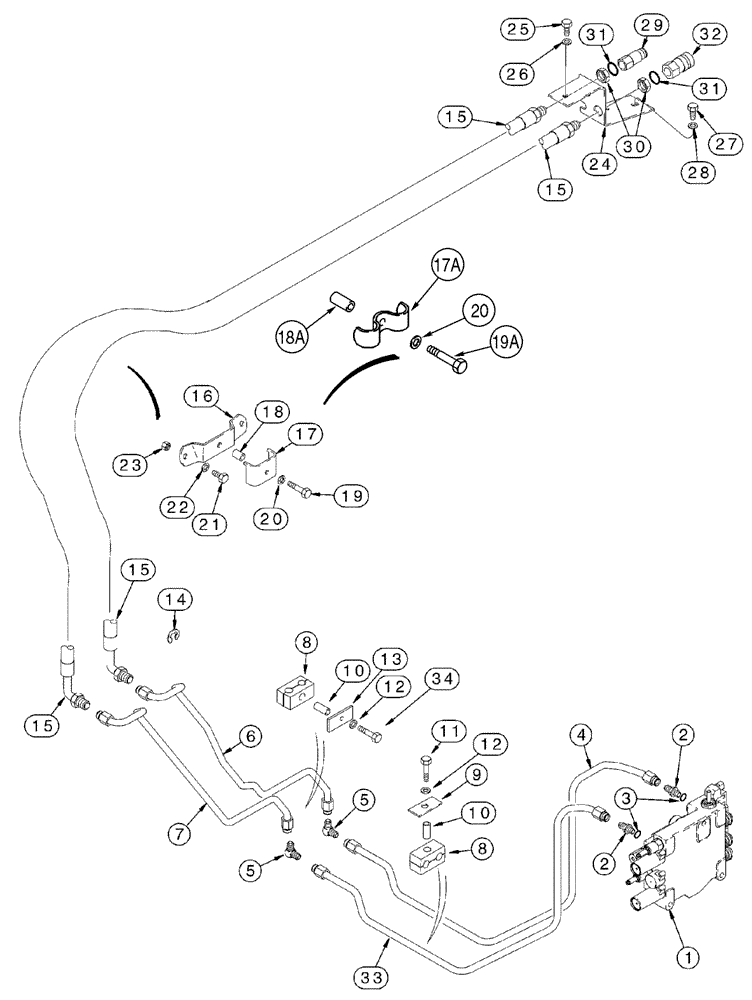 Схема запчастей Case 95XT - (08-05) - HYDRAULICS, AUXILIARY SYSTEM (NORTH AMERICA -JAF0311356 / EUROPE -JAF0274359) (08) - HYDRAULICS