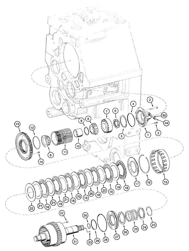 Схема запчастей Case 921B - (6-023[C]) - TRANSMISSION ASSEMBLY - SECOND GEAR AND CLUTCH, P.I.N. JEE0052701 AND AFTER (06) - POWER TRAIN