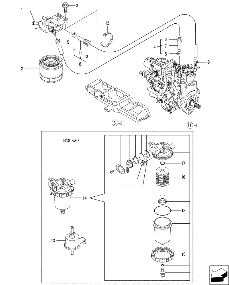 Схема запчастей Case CX31B - (08-014[00]) - FUEL LINE (10) - ENGINE