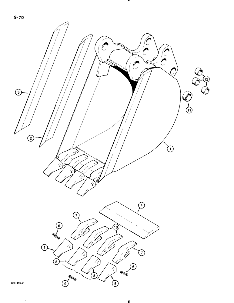 Схема запчастей Case 580K - (9-070) - UNIVERSAL BACKHOE BUCKETS, INCLUDES BUCKET TEETH, TRENCHING BUCKETS - HEAVY DUTY (09) - CHASSIS/ATTACHMENTS