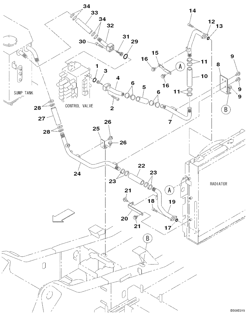 Схема запчастей Case CX350B - (08-06) - HYDRAULICS - RESERVOIR RETURN (08) - HYDRAULICS