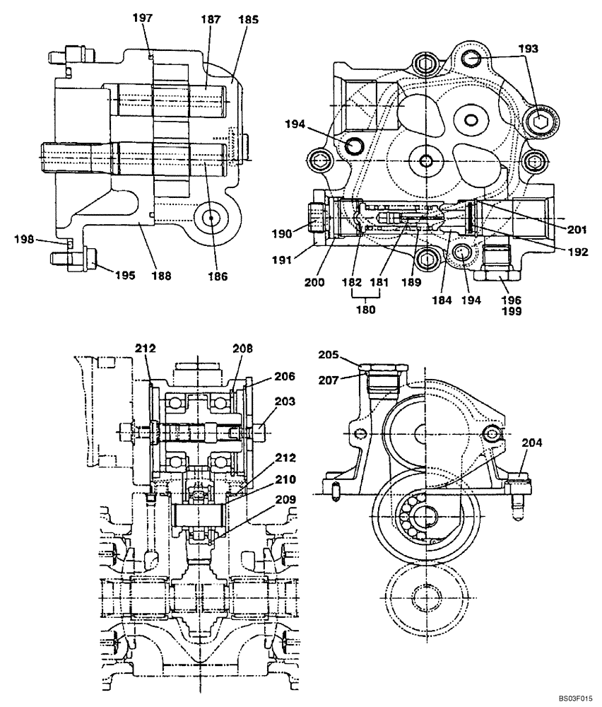 Схема запчастей Case CX135SR - (08-065) - KMJ2937 PUMP ASSY, HYDRAULIC - GEAR PUMP DRIVE, MODELS WITH DOZER BLADE (08) - HYDRAULICS