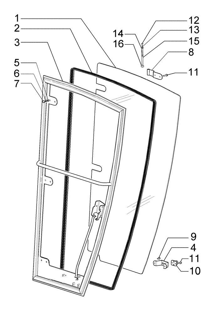 Схема запчастей Case 845B - (09-40[01]) - CAB, DOOR RH - LH (09) - CHASSIS/ATTACHMENTS