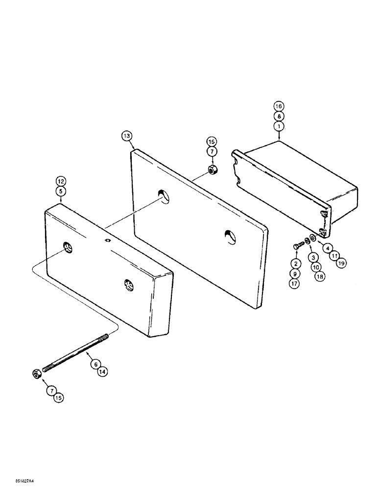 Схема запчастей Case 584E - (9-114) - REAR COUNTERWEIGHTS, FOR 585E MODELS WITH 3.6 M (12 FOOT) OR 4.3 M (14-1/4 FOOT) MAST (09) - CHASSIS/ATTACHMENTS