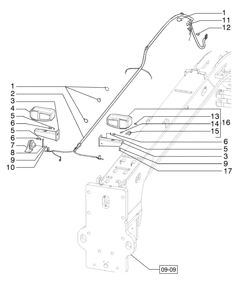 Схема запчастей Case 885B - (04-10[01]) - ELECTRICAL SYSTEM, FRONT FRAME (04) - ELECTRICAL SYSTEMS