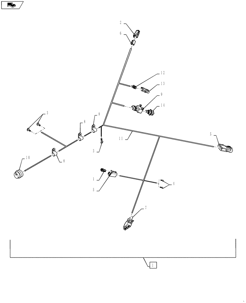 Схема запчастей Case 621F - (55.100.07) - HARNESS, FRONT CHASSIS (55) - ELECTRICAL SYSTEMS