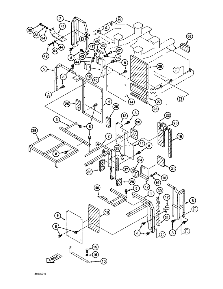 Схема запчастей Case 9045B - (9-014) - UPPER STRUCTURE, FRAMES, COVERS AND INSULATION (09) - CHASSIS