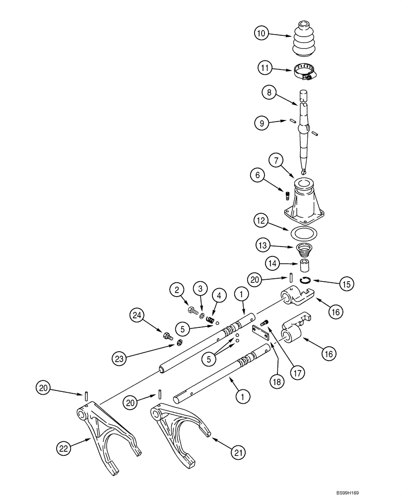 Схема запчастей Case 580SM - (06-18) - TRANSMISSION ASSY - SHIFTER MECHANISM (MODELS WITHOUT POWERSHIFT) (06) - POWER TRAIN