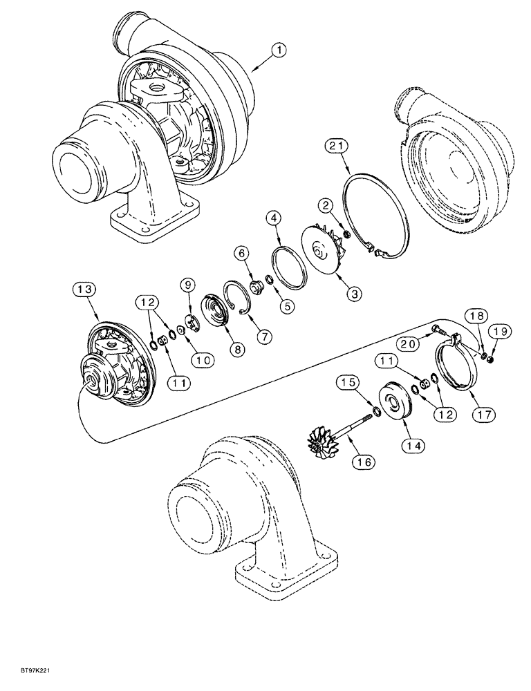 Схема запчастей Case 650G - (2-27A) - TURBOCHARGER ASSEMBLY 4T-390 EMISSIONS CERTIFIED ENGINE CRAWLER P.I.N. JJG0216449 AND AFTER (02) - ENGINE