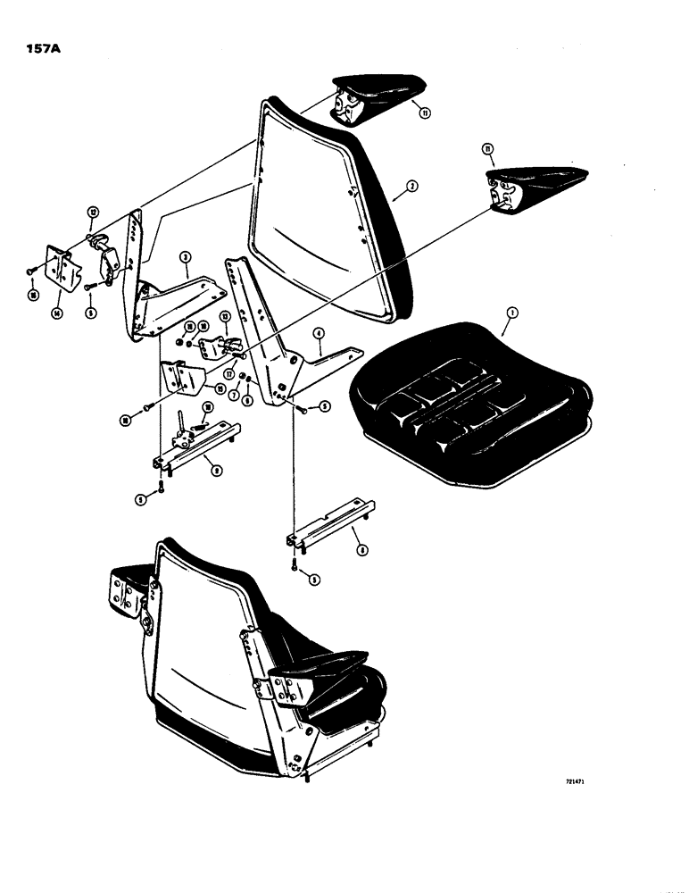 Схема запчастей Case 480B - (157A) - D56409 OPERATORS SEAT, IDENTIFIED BY BLOCK PATTERN ON CUSHIONS, USED WITH D56242 SEAT POST 