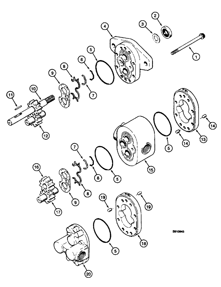 Схема запчастей Case 660 - (5-12) - DUAL PUMP - H673753 (05) - STEERING