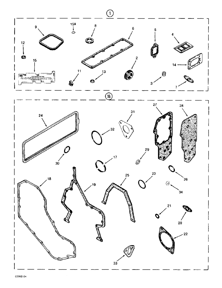 Схема запчастей Case 688BCK - (2-48) - GASKET KITS - ENGINE, 688B CK (120301-) (01) - ENGINE