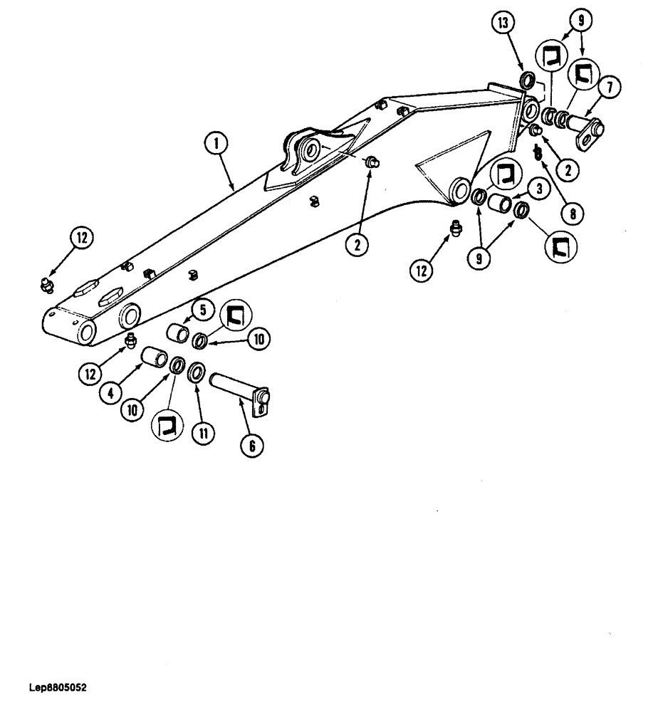 Схема запчастей Case 688 - (9-088) - ARM AND MOUNTING PINS, WITH 6 FOOT 10-3/4 INCH ARM (09) - CHASSIS