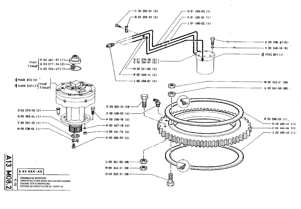 Схема запчастей Case TY45 - (A13 M08.2) - UPPERSTRUCTURE SWING MOTION MECHANISM (05) - UPPERSTRUCTURE CHASSIS