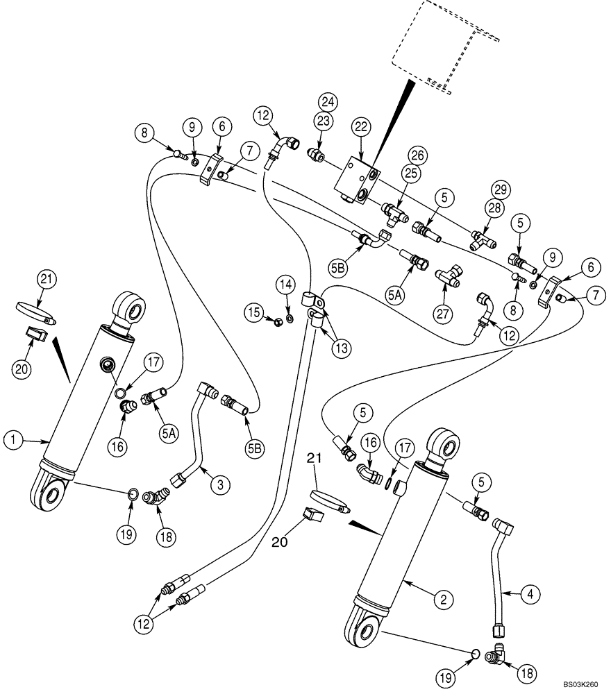 Схема запчастей Case 590SM - (08-07) - HYDRAULICS - CYLINDER, LOADER CLAM (590SM/SM+) (08) - HYDRAULICS