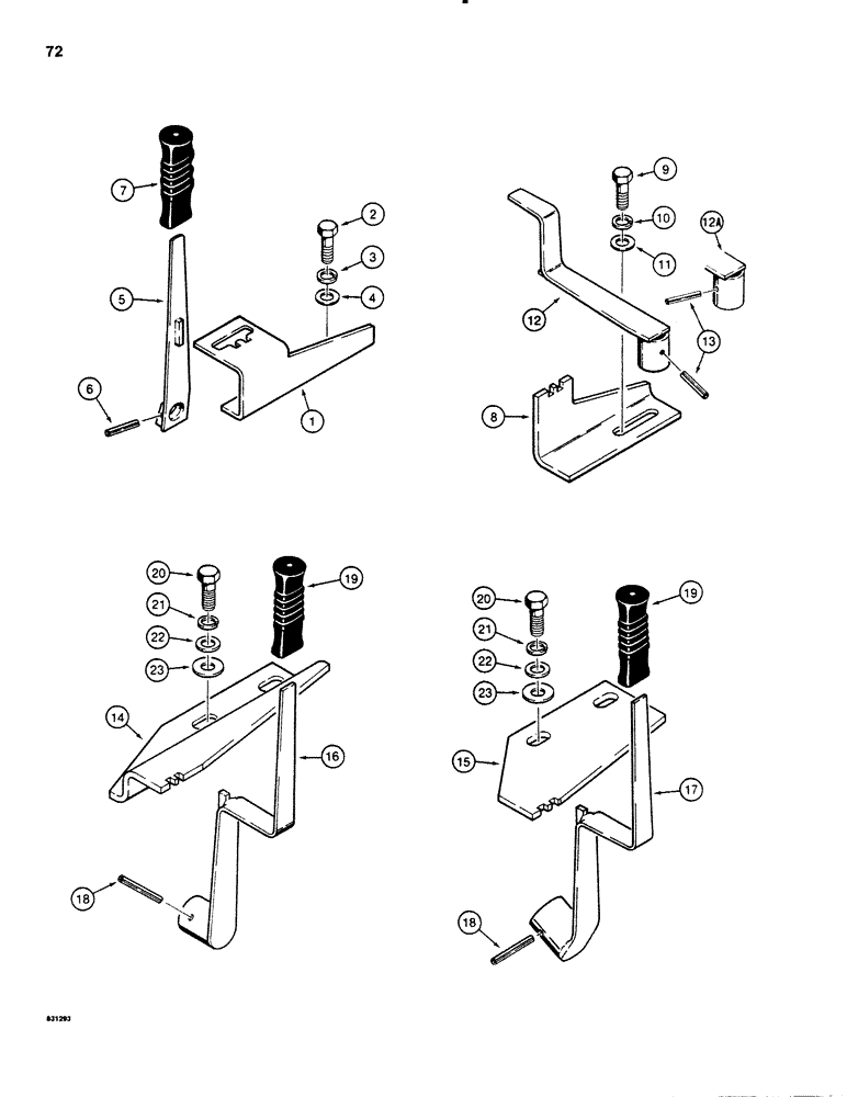 Схема запчастей Case SD100 - (072) - MOTOR SPEED CONTROL LEVERS, USED WITH VICKERS PROPULSION MOTOR H557942 (29) - HYDROSTATIC DRIVE