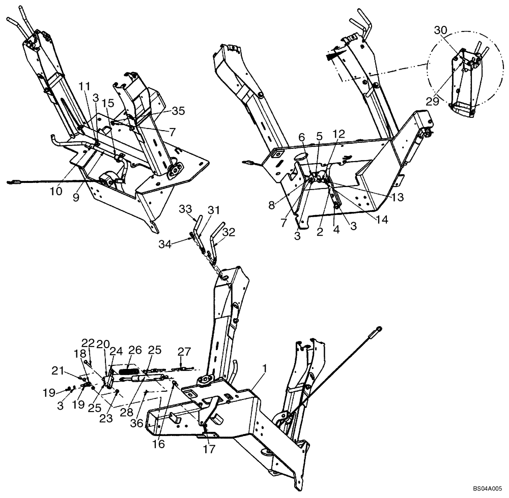 Схема запчастей Case 580SM - (09-15) - BACKHOE CONTROL TOWER LEVERS (BOOM LATCH), WITH PILOT CONTROLS (09) - CHASSIS/ATTACHMENTS