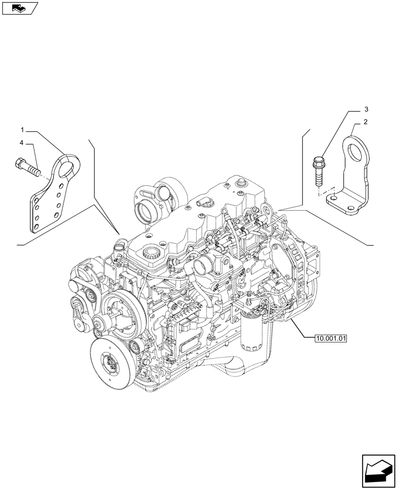 Схема запчастей Case F4HFE613T A004 - (10.012.04) - HOOKS - ENGINE (2855536) (10) - ENGINE