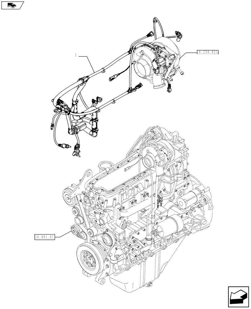 Схема запчастей Case F2CFE614A A013 - (55.100.05) - MOTOR ELECTRIC INSTALLATION (504381163) (06) - ELECTRICAL SYSTEMS