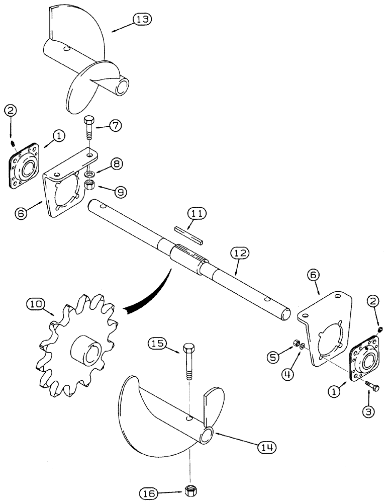 Схема запчастей Case 460 - (9-74) - AUGER AND MOUNTING, PLANETARY DRIVE TRENCHER (09) - CHASSIS/ATTACHMENTS