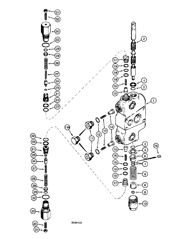 Схема запчастей Case 590SL - (9-02) - BACKHOE CONTROL VALVE, DIPPER SECTION (08) - HYDRAULICS