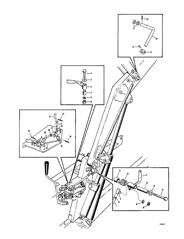 Схема запчастей Case 33 - (016) - LOADER RETURN TO DIG AND ANTI-ROLLBACK PARTS, (USED ON 