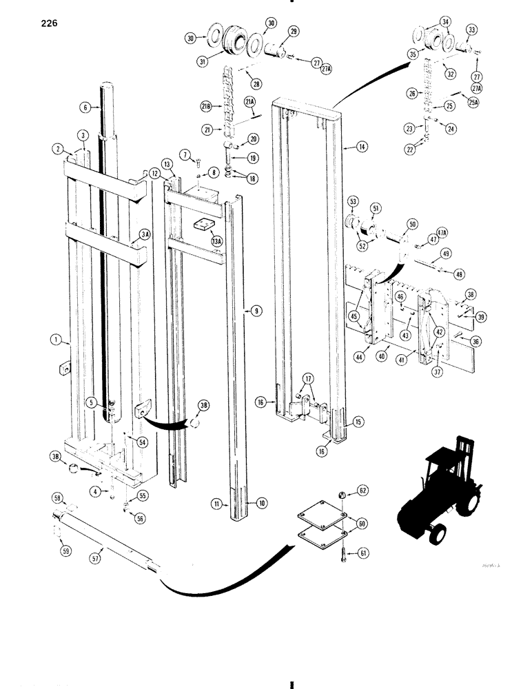 Схема запчастей Case 585C - (226) - 21-1/2 FOOT (6.5 M) MAST FOR 585C (83) - TELESCOPIC SINGLE ARM