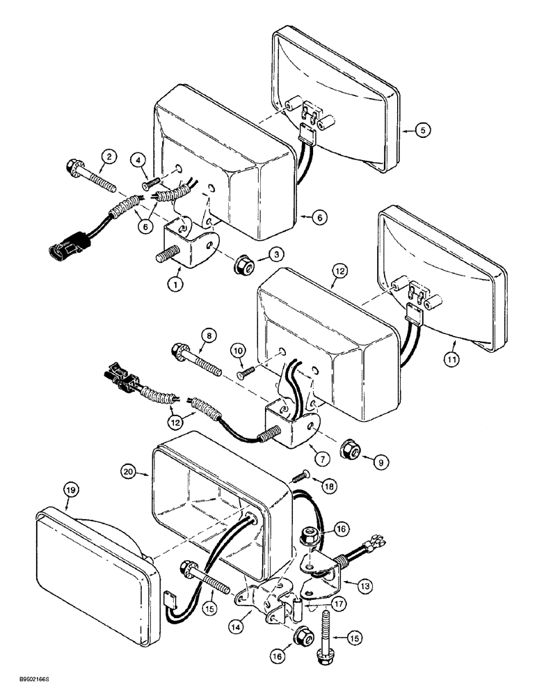 Схема запчастей Case 721B - (4-50) - LAMPS - FRONT AND REAR, FRONT LAMP (04) - ELECTRICAL SYSTEMS