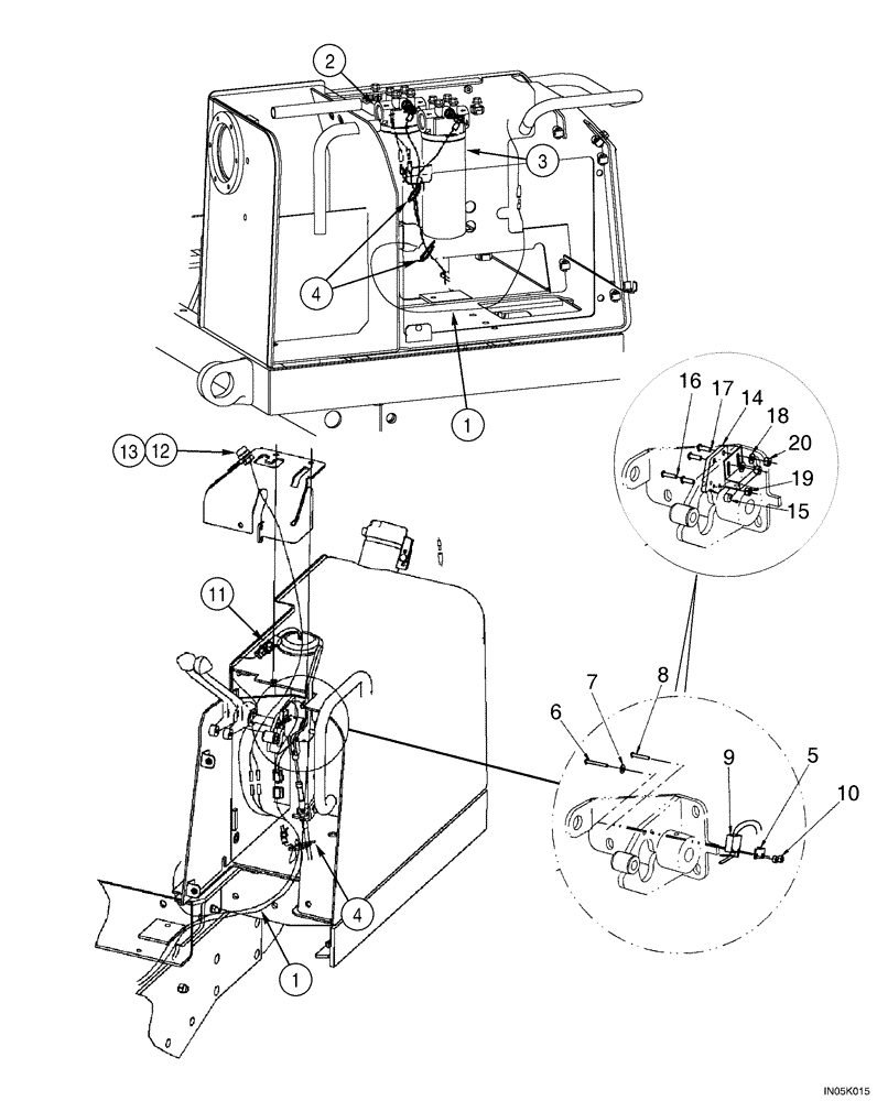 Схема запчастей Case 550H-IND - (04-12) - HARNESS, REAR, AT HYDRAULIC RESERVOIR AND FUEL TANK (04) - ELECTRICAL SYSTEMS