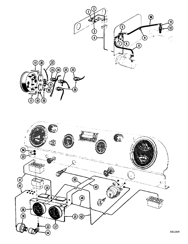 Схема запчастей Case W7 - (134) - MANIFOLD HEATER, A13739 INSTRUMENT CLUSTER, INSTRUMENT GAUGE AUX. PANEL (04) - ELECTRICAL SYSTEMS